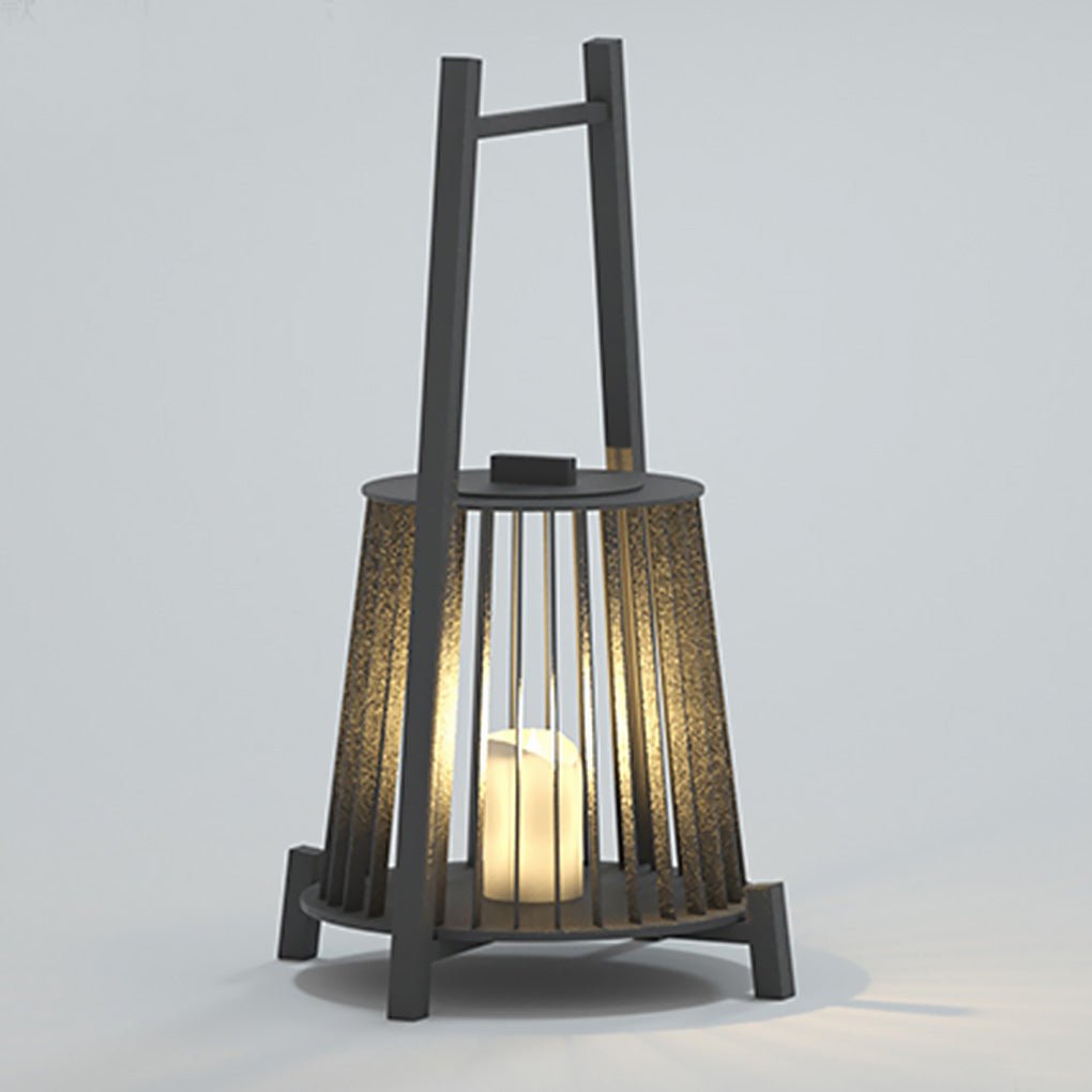 Candle-Shaped Outdoor Lantern — Stainless Steel & Imitation Marble, LED, IP54, 18" H