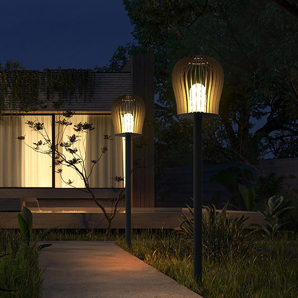 Elegant Waterproof LED Garden Post Lamp with Cage Design for Outdoor Lighting