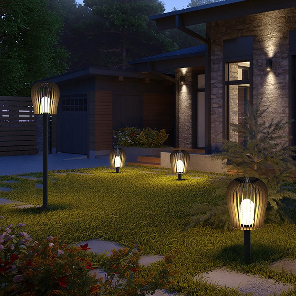 Elegant Waterproof LED Garden Post Lamp with Cage Design for Outdoor Lighting