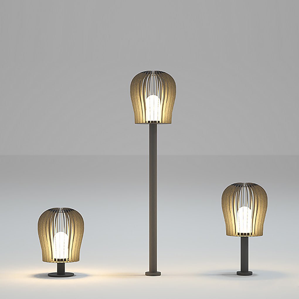 Industrial Cage LED Bollard Post Lamp — Stainless Steel, IP54 Weatherproof, 5W, 110–220V, Multiple Heights