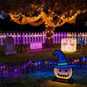 Halloween Pumpkin with Witch Hat Novelty Light — Acrylic, USB 5V, 5W LED, Dual-Color Hat with Warm Yellow Face