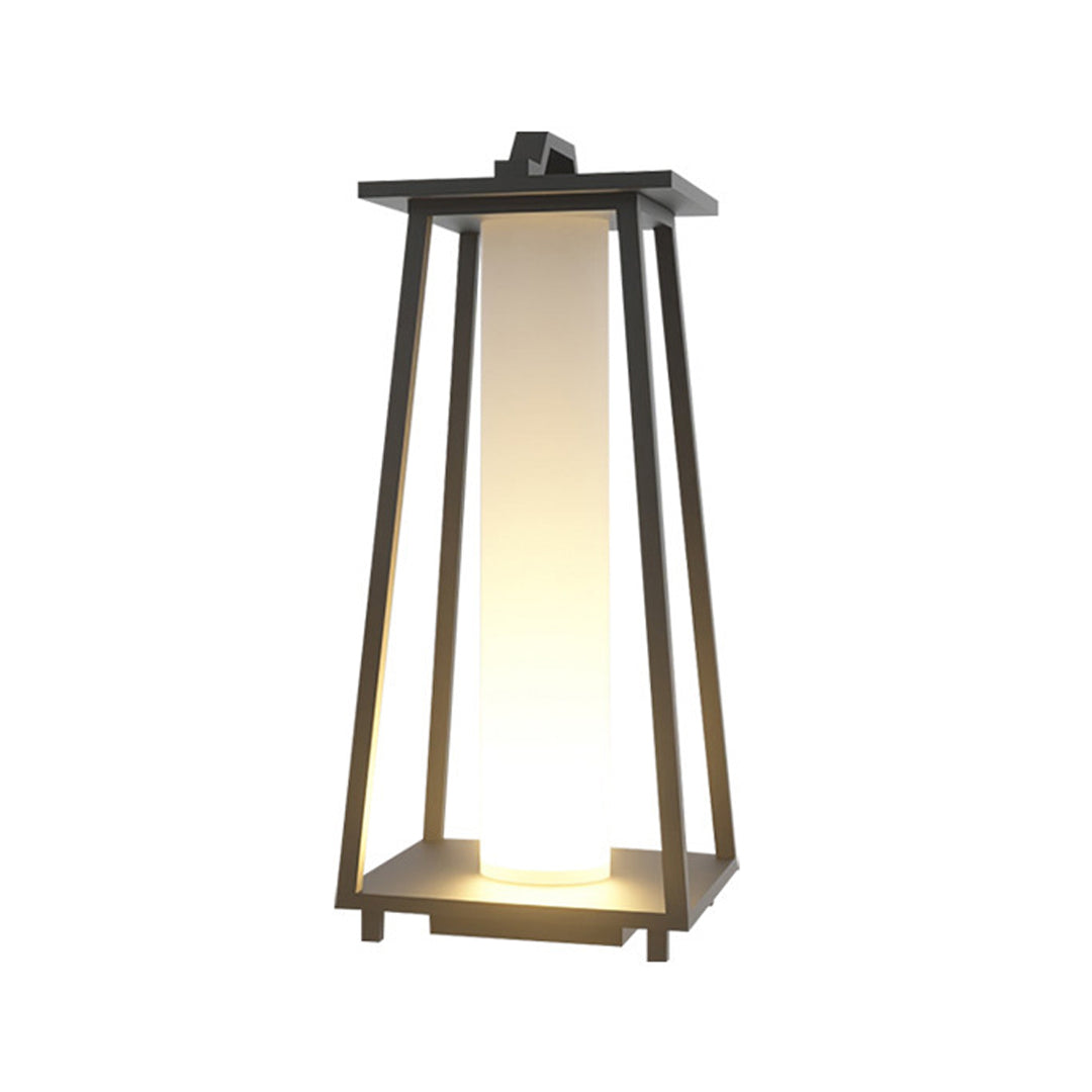 Japanese Tapered Outdoor Lantern — Wrought Iron & Acrylic, LED 3000K, IP54, Hardwired, 17.7" or 27.6"