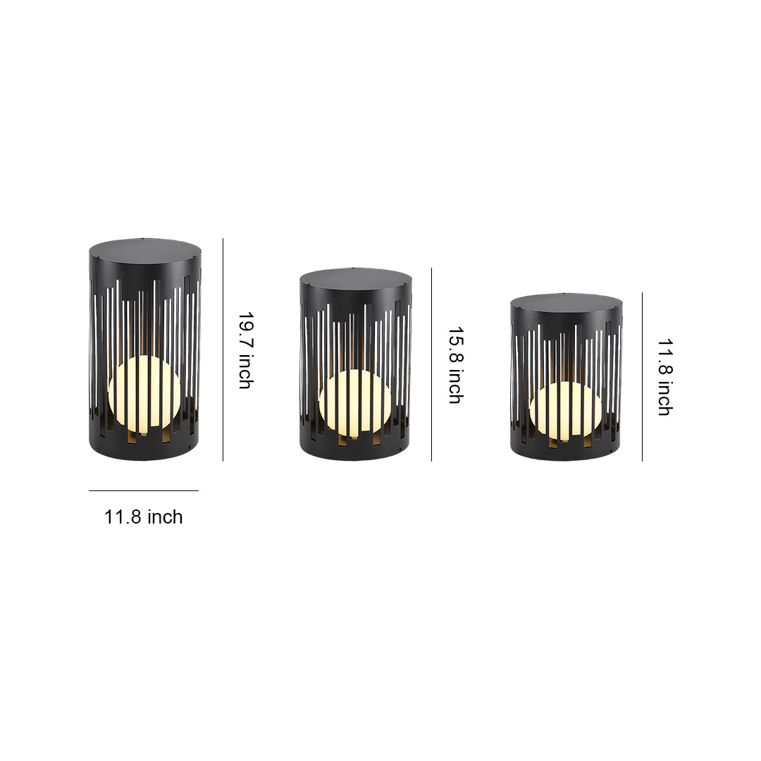 Classic Outdoor Lantern Light — Black Metal, E27 Hardwired or Solar, 3-Step Dimming, IP65, 3 Sizes