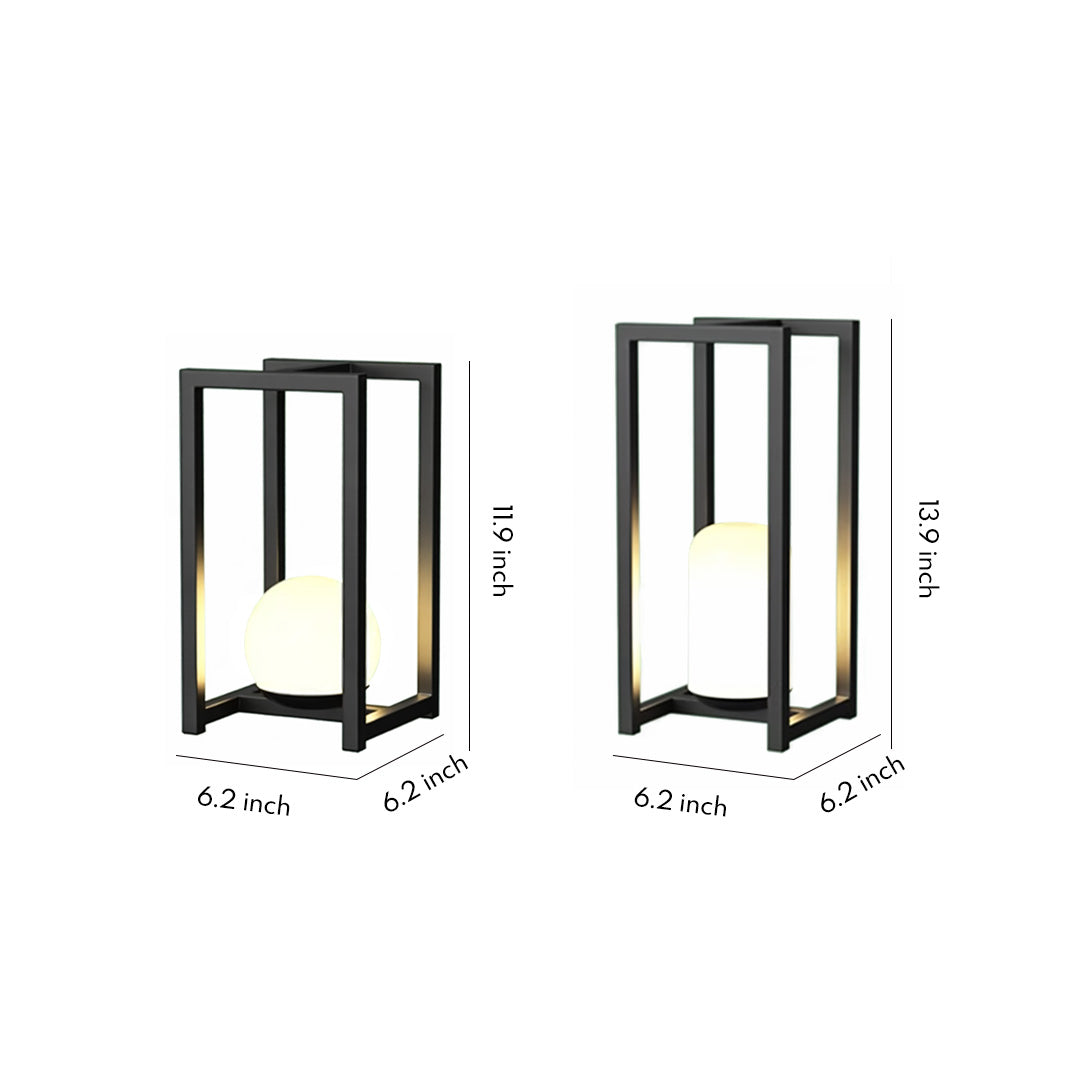 Black Outdoor Lantern — Stainless Steel & Acrylic, 5W LED, Hardwired / USB / Solar, IP65 Weatherproof