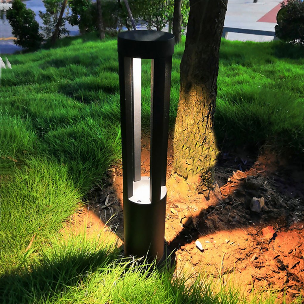 Contemporary Black Outdoor Bollard Path Light — Aluminum, 10W LED, Four-Direction Emission, IP65 Weatherproof