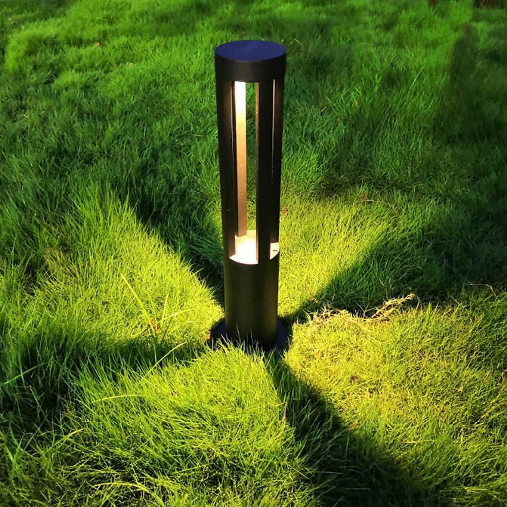 Contemporary Black Outdoor Bollard Path Light — Aluminum, 10W LED, Four-Direction Emission, IP65 Weatherproof