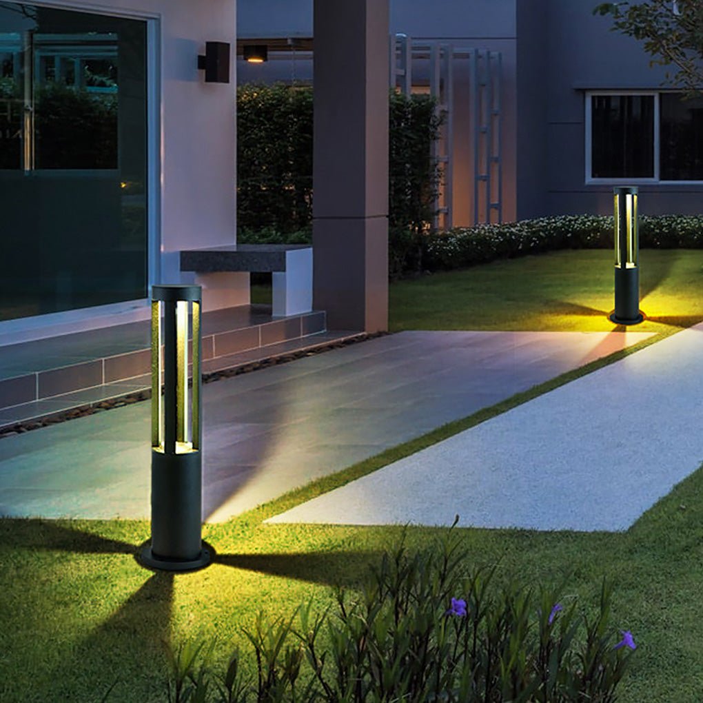 Contemporary Black Outdoor Bollard Path Light — Aluminum, 10W LED, Four-Direction Emission, IP65 Weatherproof