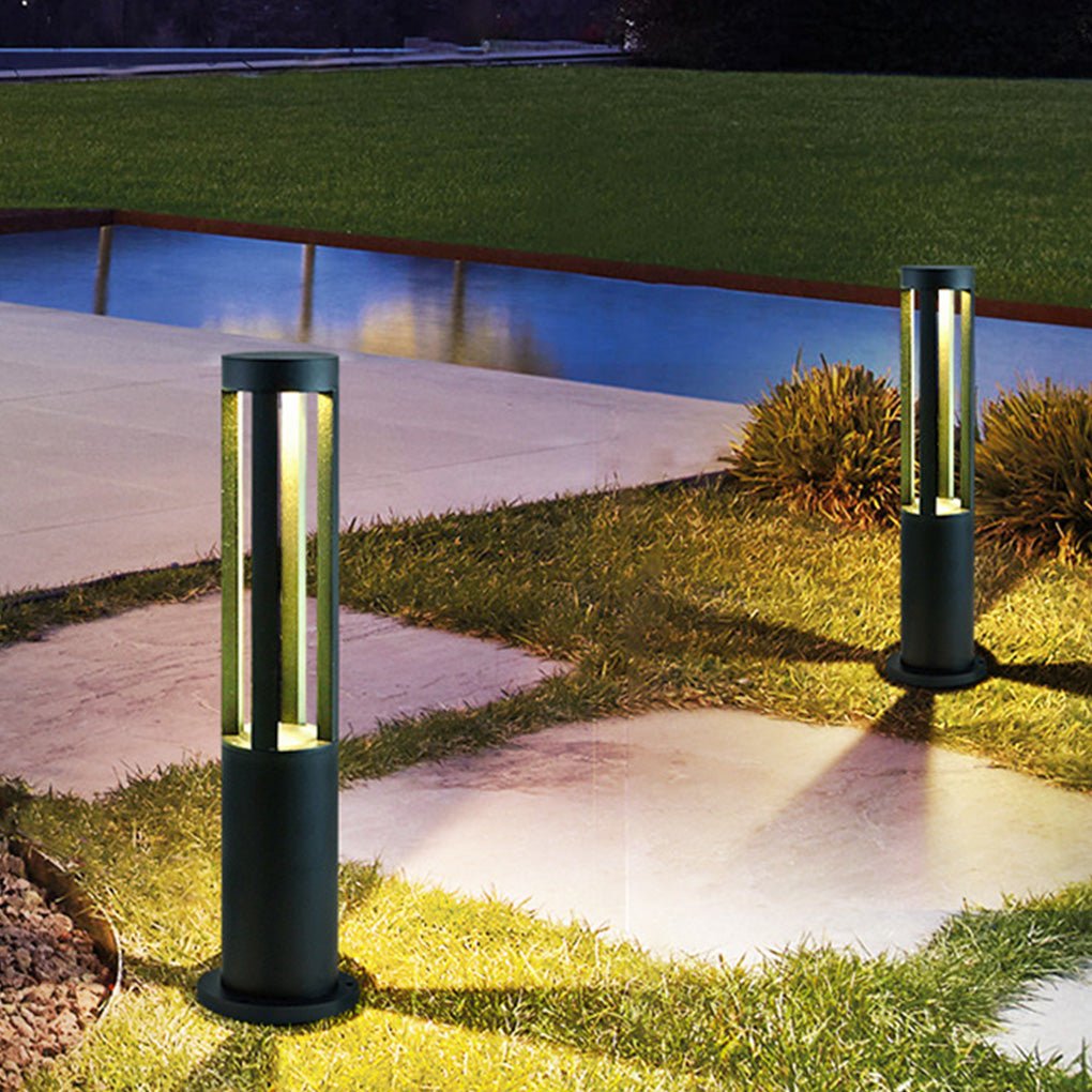 Contemporary Black Outdoor Bollard Path Light — Aluminum, 10W LED, Four-Direction Emission, IP65 Weatherproof