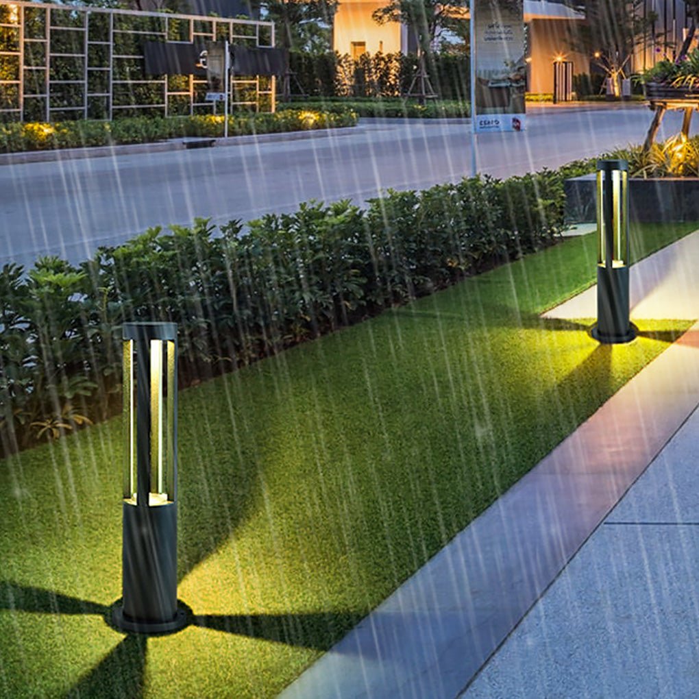 Contemporary Black Outdoor Bollard Path Light — Aluminum, 10W LED, Four-Direction Emission, IP65 Weatherproof