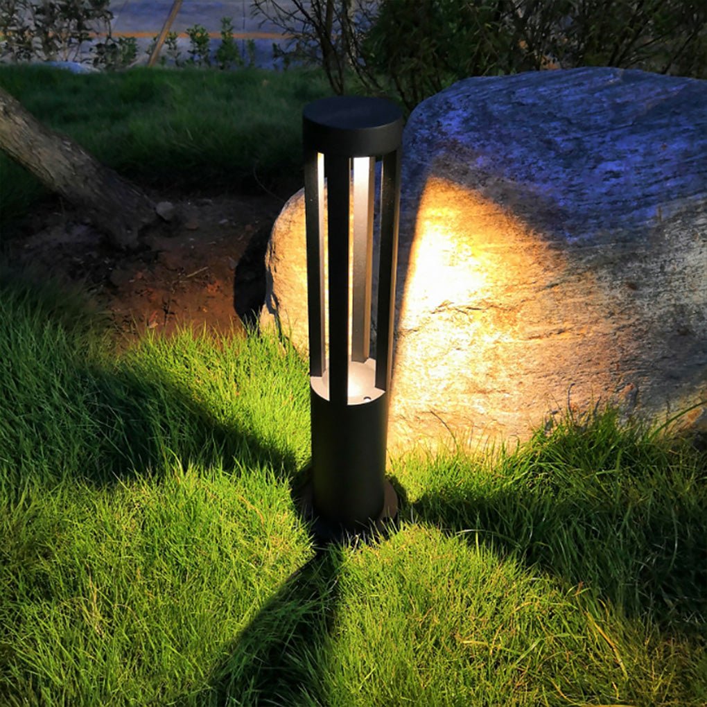 Contemporary Black Outdoor Bollard Path Light — Aluminum, 10W LED, Four-Direction Emission, IP65 Weatherproof