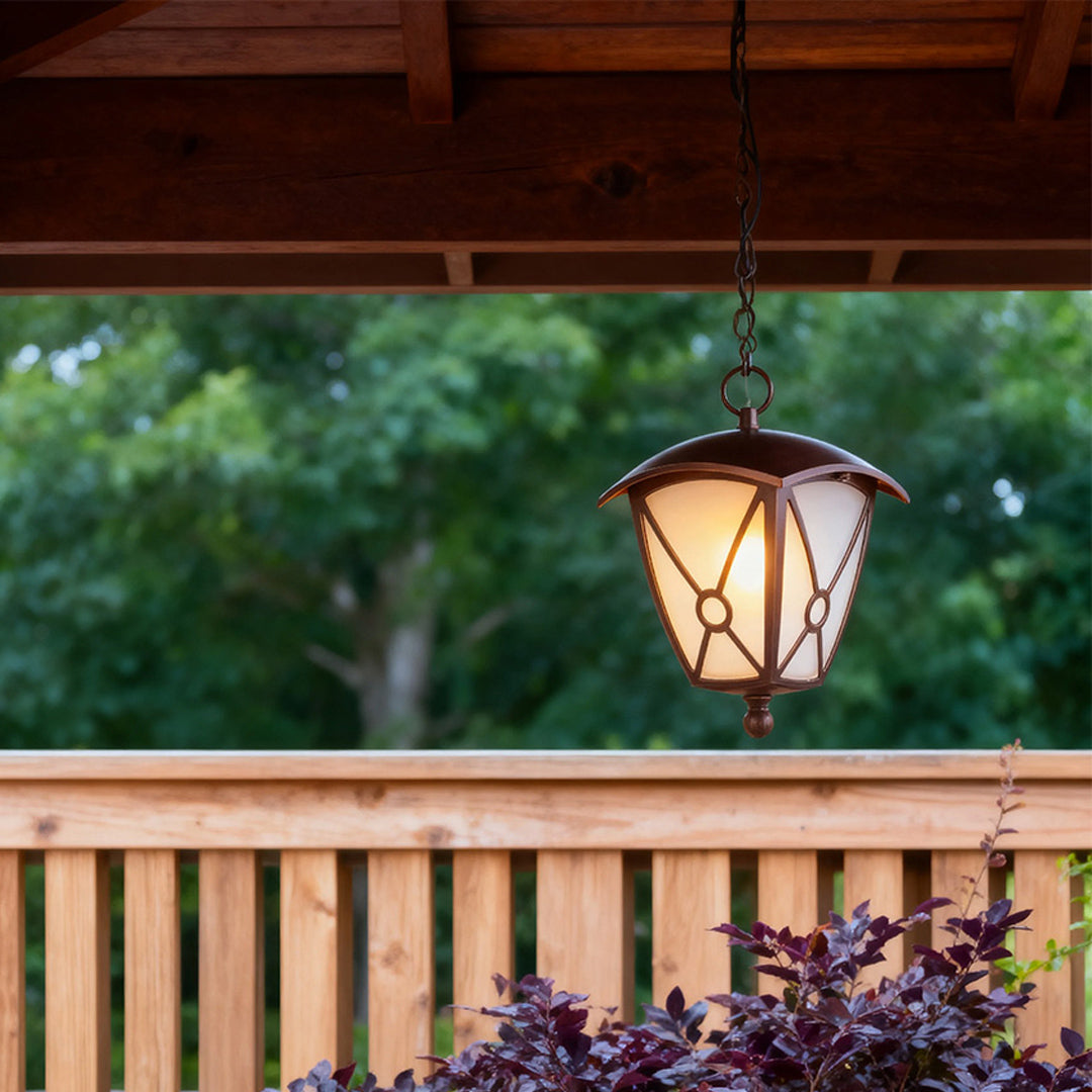 Vintage European Outdoor Hanging Pendant — Black Aluminum, Clear Glass, 9W LED, IP44 Weatherproof