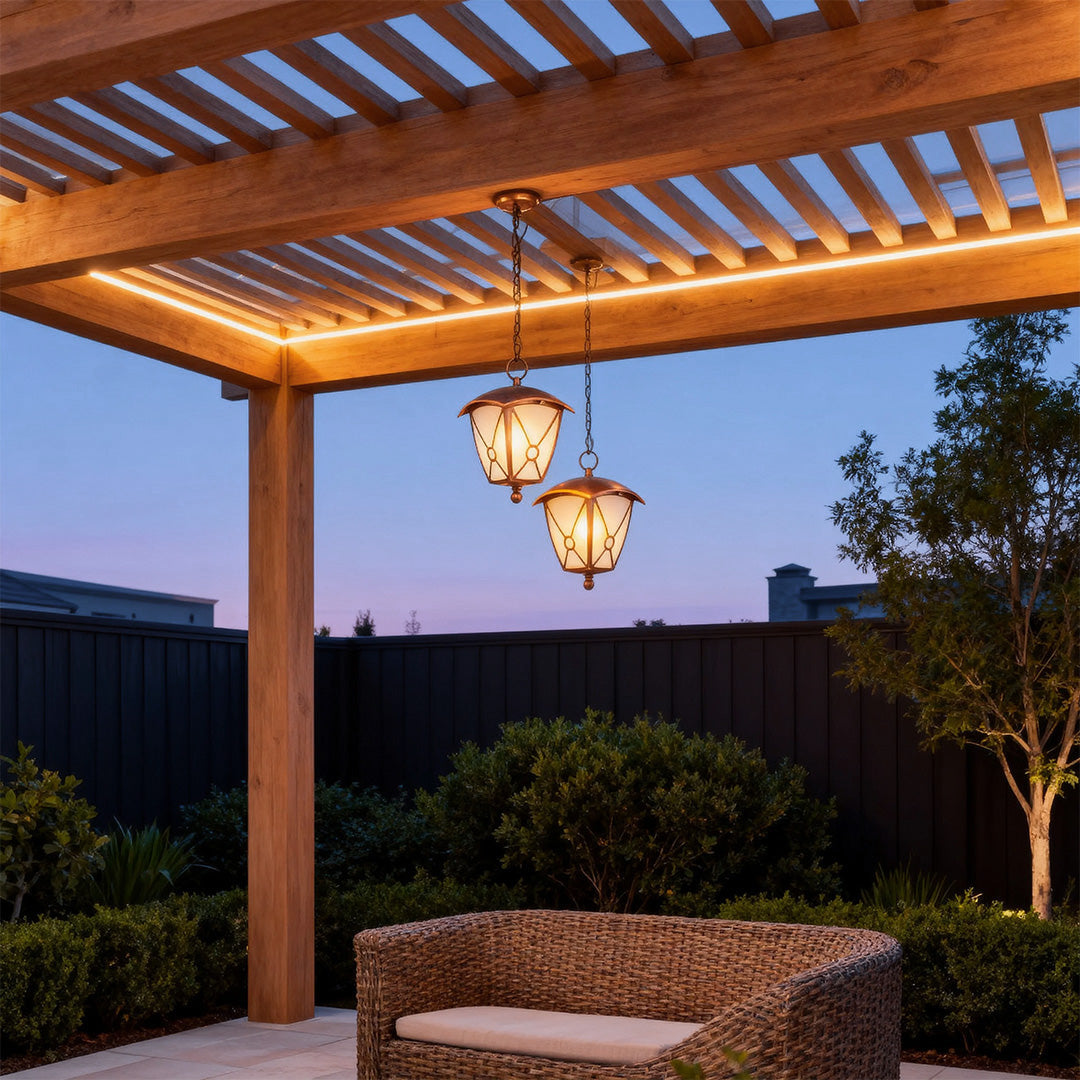 Vintage European Outdoor Hanging Pendant — Black Aluminum, Clear Glass, 9W LED, IP44 Weatherproof