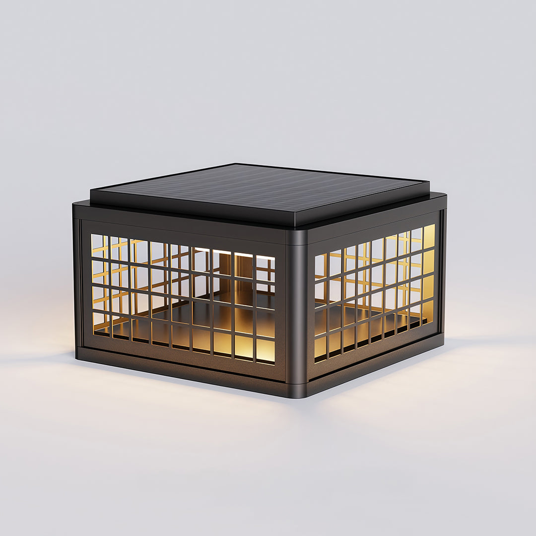 Modern Outdoor Pillar Post Light — Aluminum & Acrylic, Solar / Hardwired, Four-Color LED, IP54, 25CM–40CM
