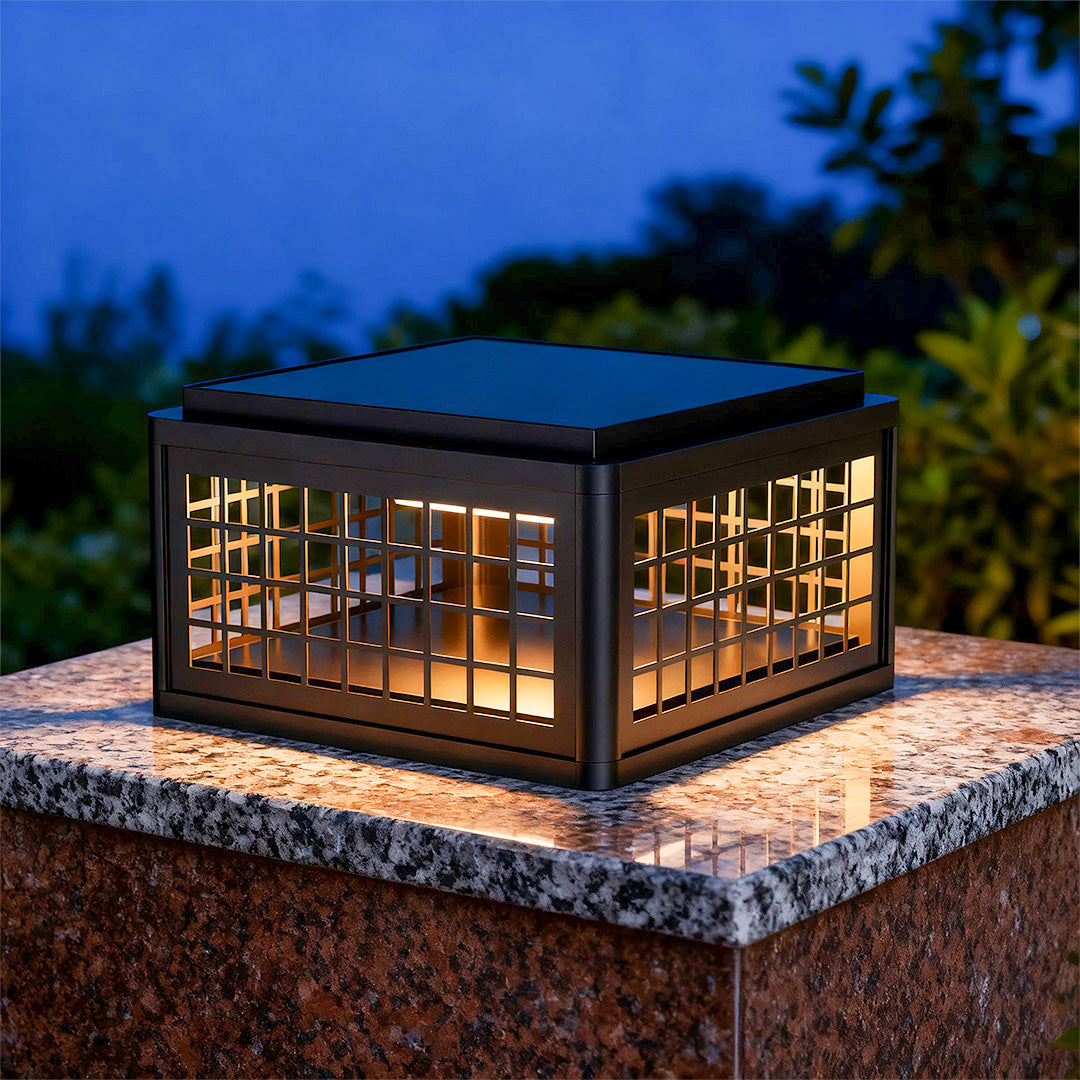Modern Outdoor Pillar Post Light — Aluminum & Acrylic, Solar / Hardwired, Four-Color LED, IP54, 25CM–40CM