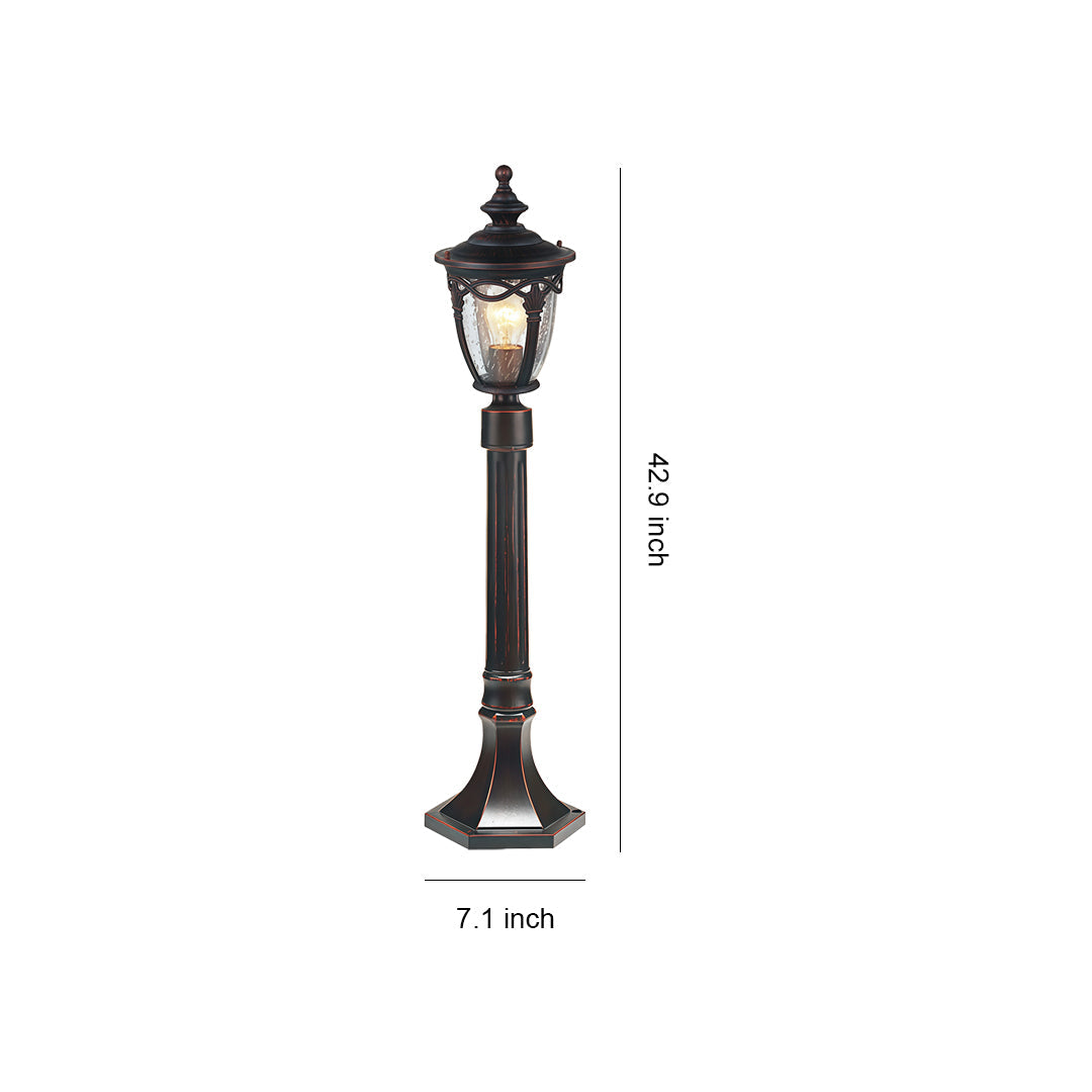 Minimalist Outdoor Post Light — Black Aluminum, Clear Glass, 9W E26, IP44, 42.91" H
