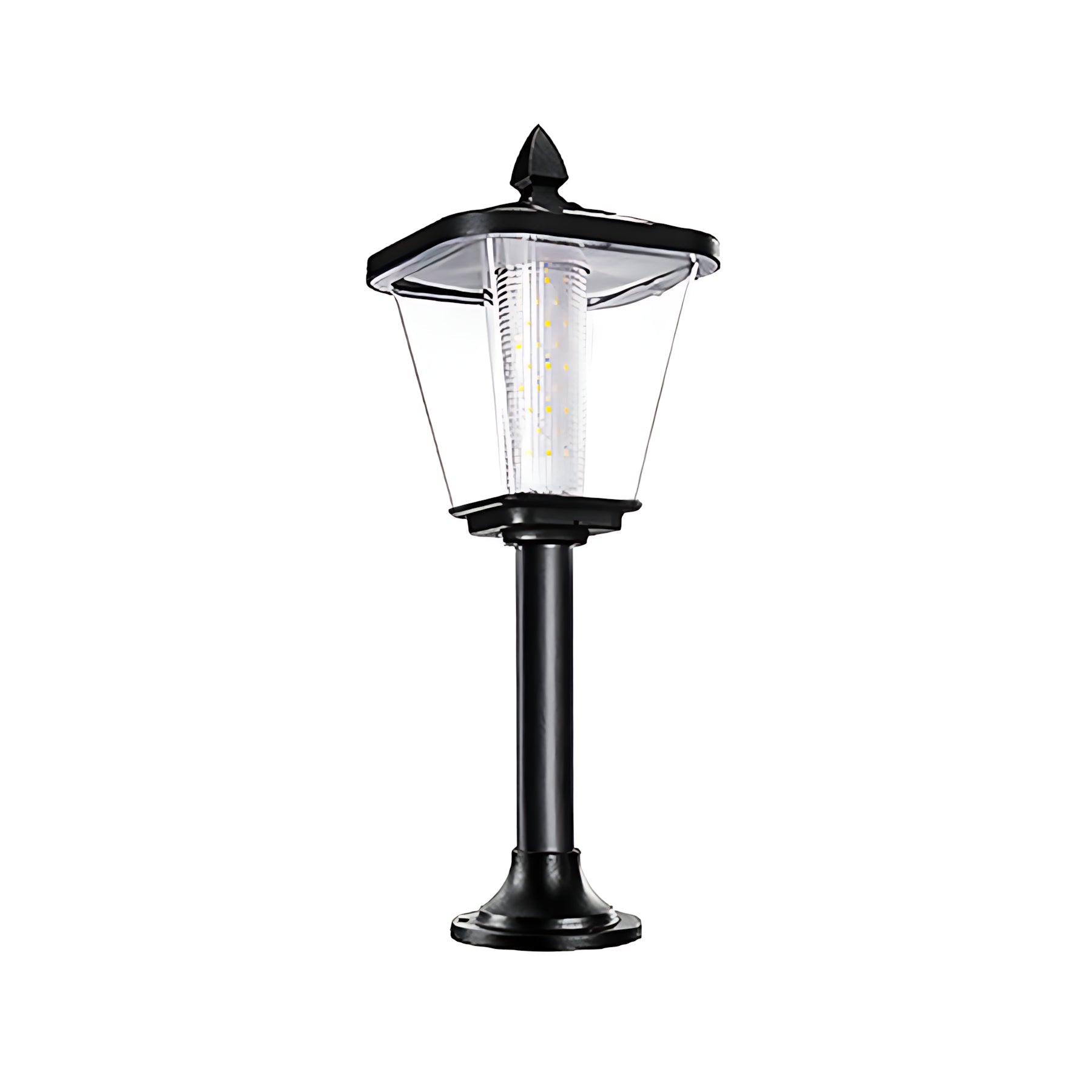 Pointed-Top Solar LED Path Light — Die-Cast Aluminum, Dual-Color 3000K/6000K, Adjustable Height, IP54, Stake or Base Mount
