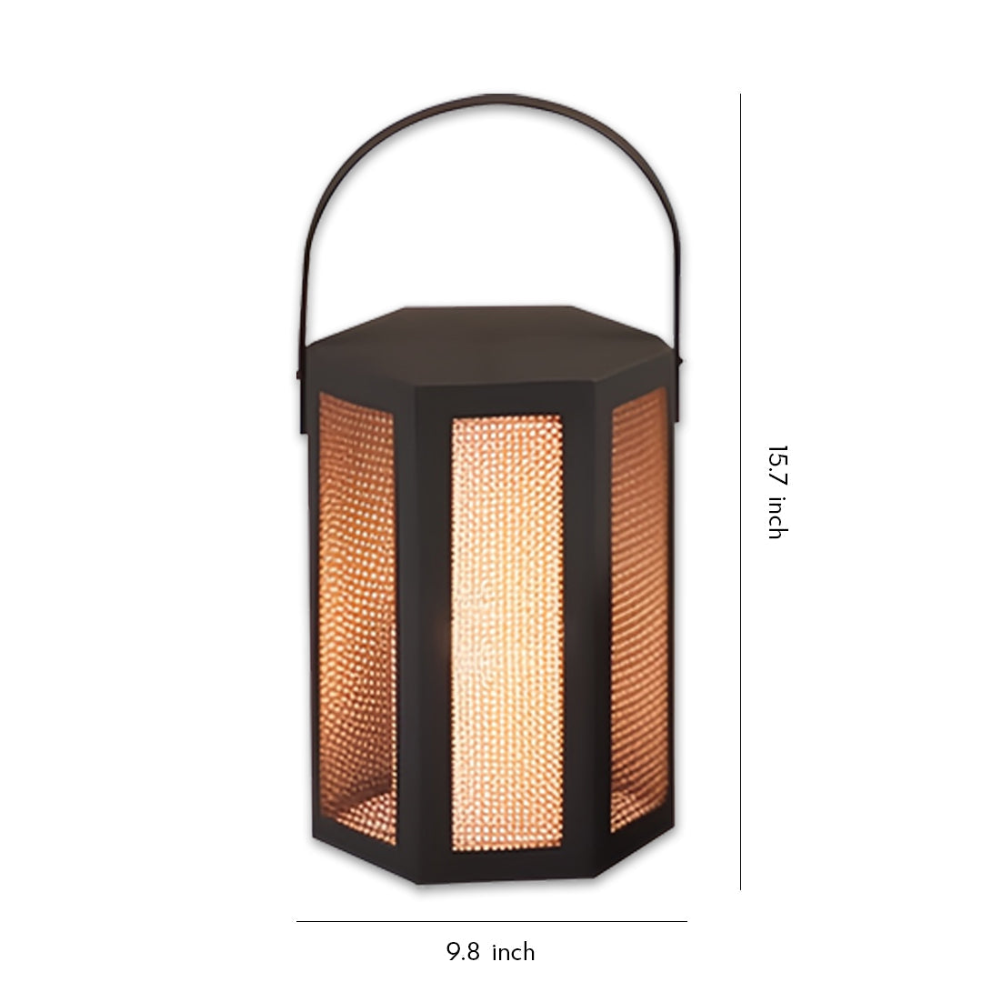 Portable Outdoor Lantern — Black Stainless Steel, Acrylic Shade, 14W LED, IP65 Weatherproof