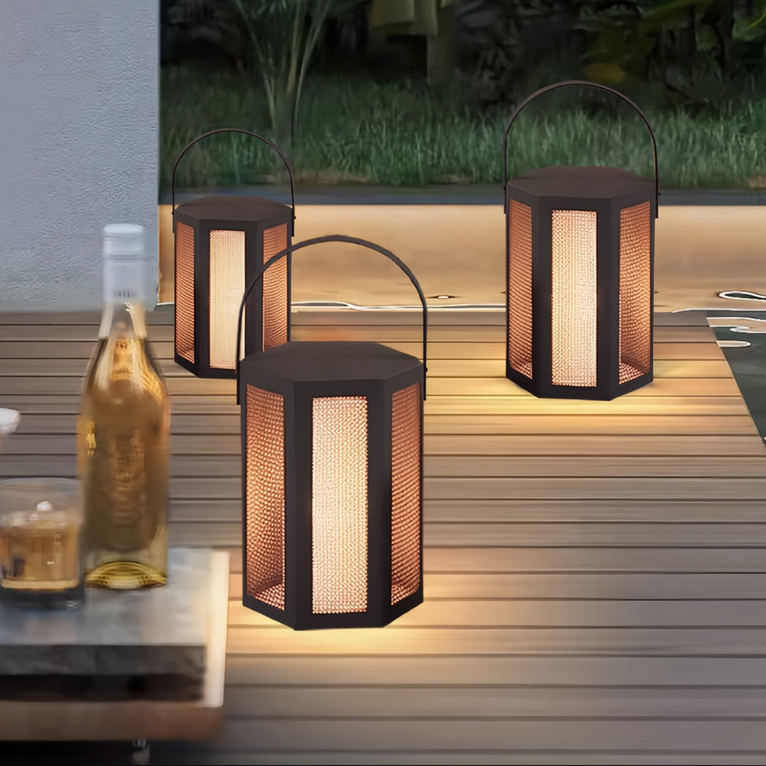 Portable Outdoor Lantern — Black Stainless Steel, Acrylic Shade, 14W LED, IP65 Weatherproof