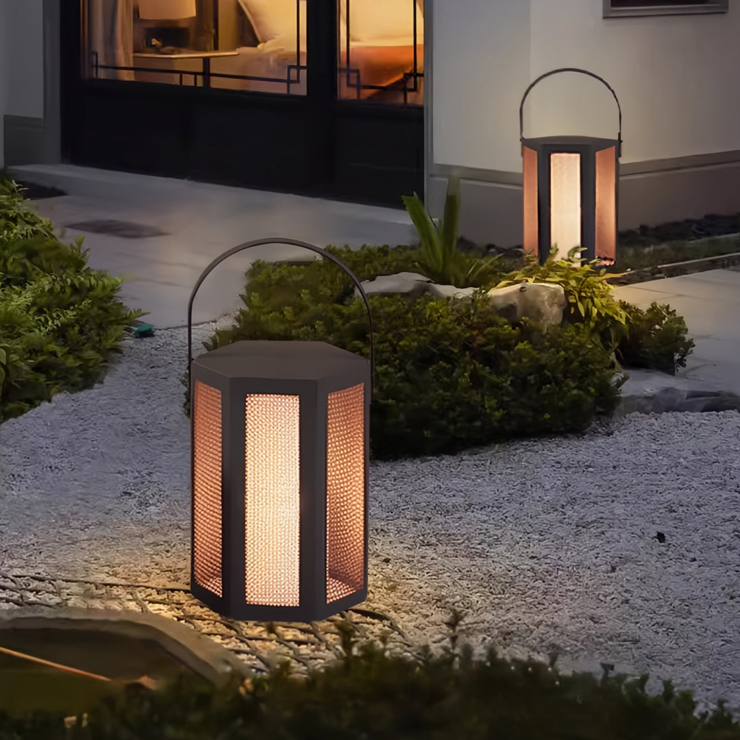 Portable Outdoor Lantern — Black Stainless Steel, Acrylic Shade, 14W LED, IP65 Weatherproof