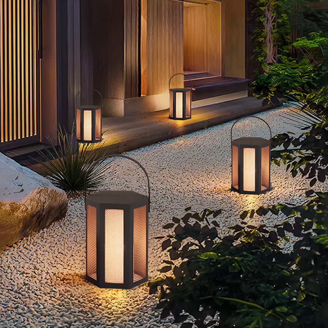 Portable Outdoor Lantern — Black Stainless Steel, Acrylic Shade, 14W LED, IP65 Weatherproof