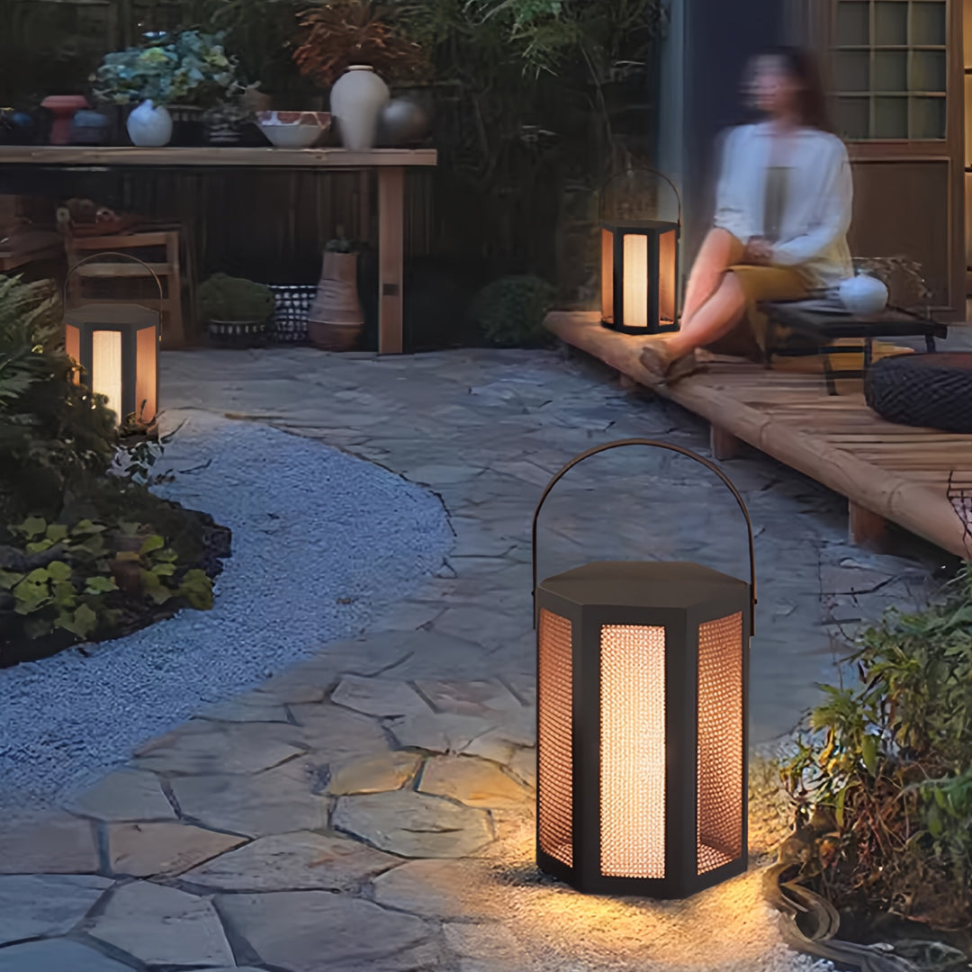 Portable Outdoor Lantern — Black Stainless Steel, Acrylic Shade, 14W LED, IP65 Weatherproof