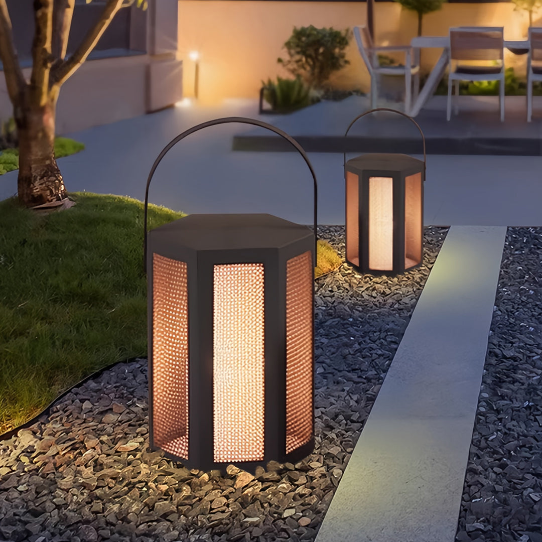 Portable Outdoor Lantern — Black Stainless Steel, Acrylic Shade, 14W LED, IP65 Weatherproof