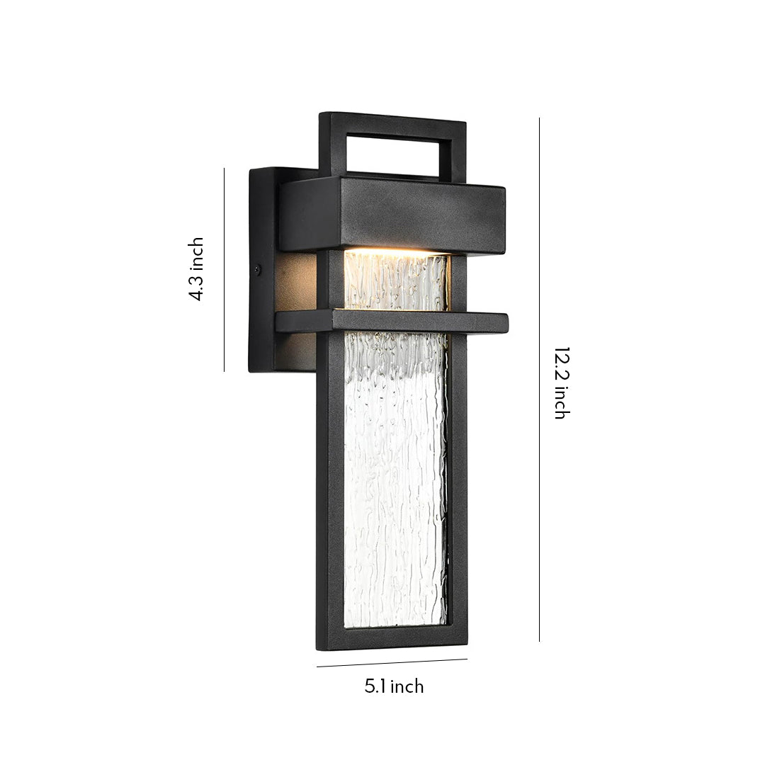 Minimalist Outdoor Wall Sconce — Black Aluminum, 12W LED, IP65 Weatherproof, Hardwired