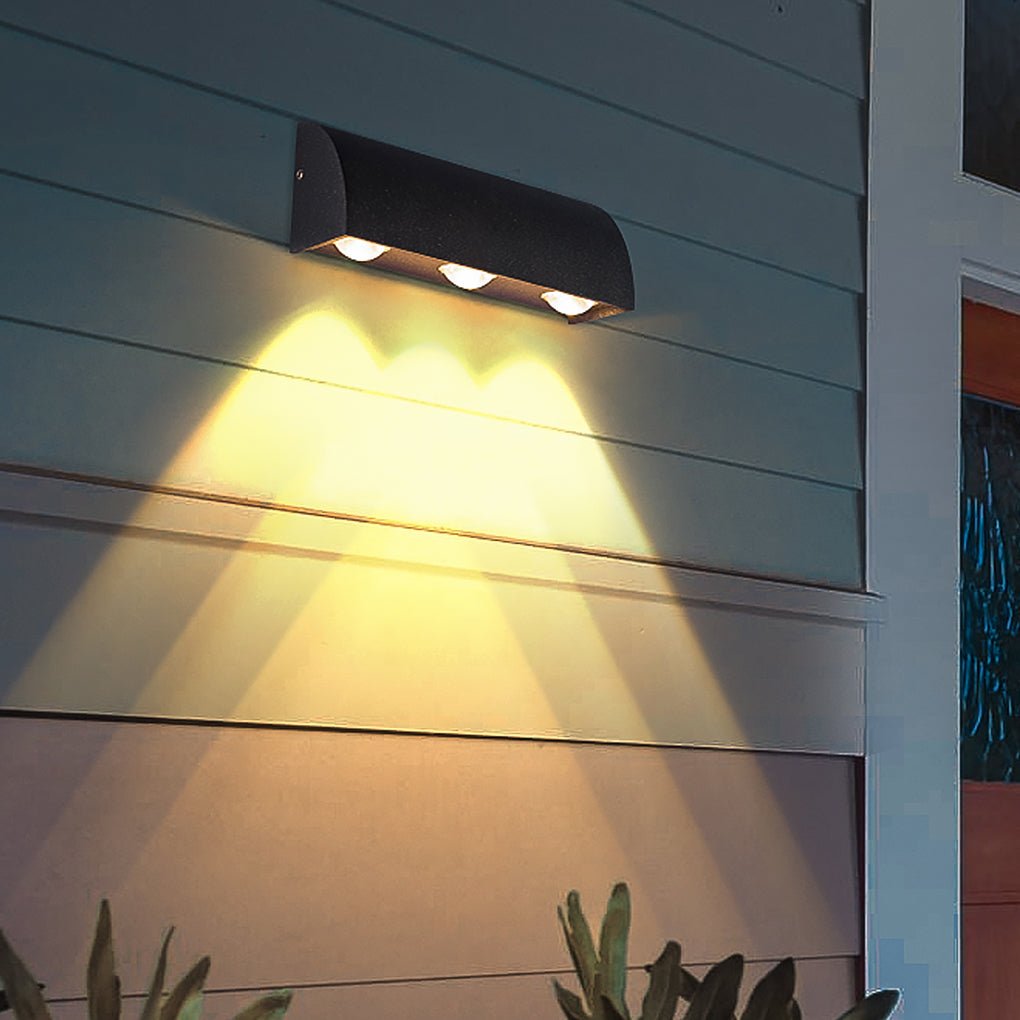 Minimalist Up/Down Outdoor Wall Sconce — Aluminum, Frosted, Warm White LED, IP54 Weatherproof