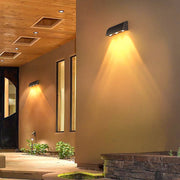 Minimalist Up/Down Outdoor Wall Sconce — Aluminum, Frosted, Warm White LED, IP54 Weatherproof