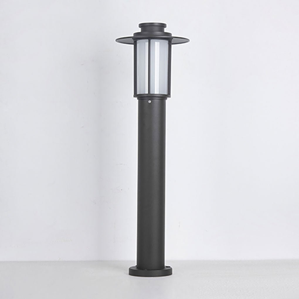Cylindrical LED Bollard Light — Iron with PC Cover, E27 18W, IP54, 9" × 31", Coffee / Black
