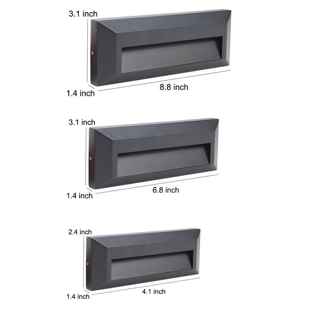Modern Downward LED Step Light — Black Aluminum, 3W–5W, IP65 Hardwired, 3000K / 6000K