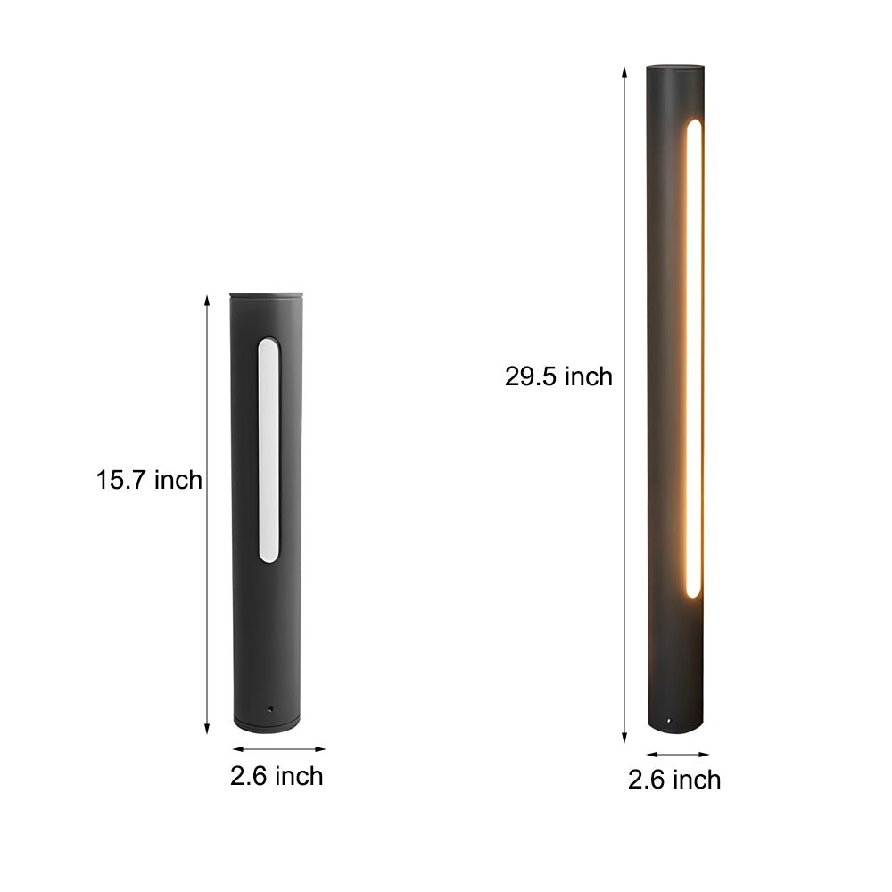 outdoor pathway light black matte led cylinder available in 158 or 295 height