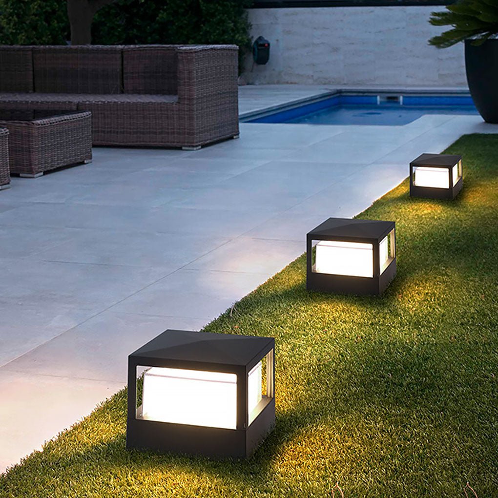 outdoor pier mount lamp with square double layer shade