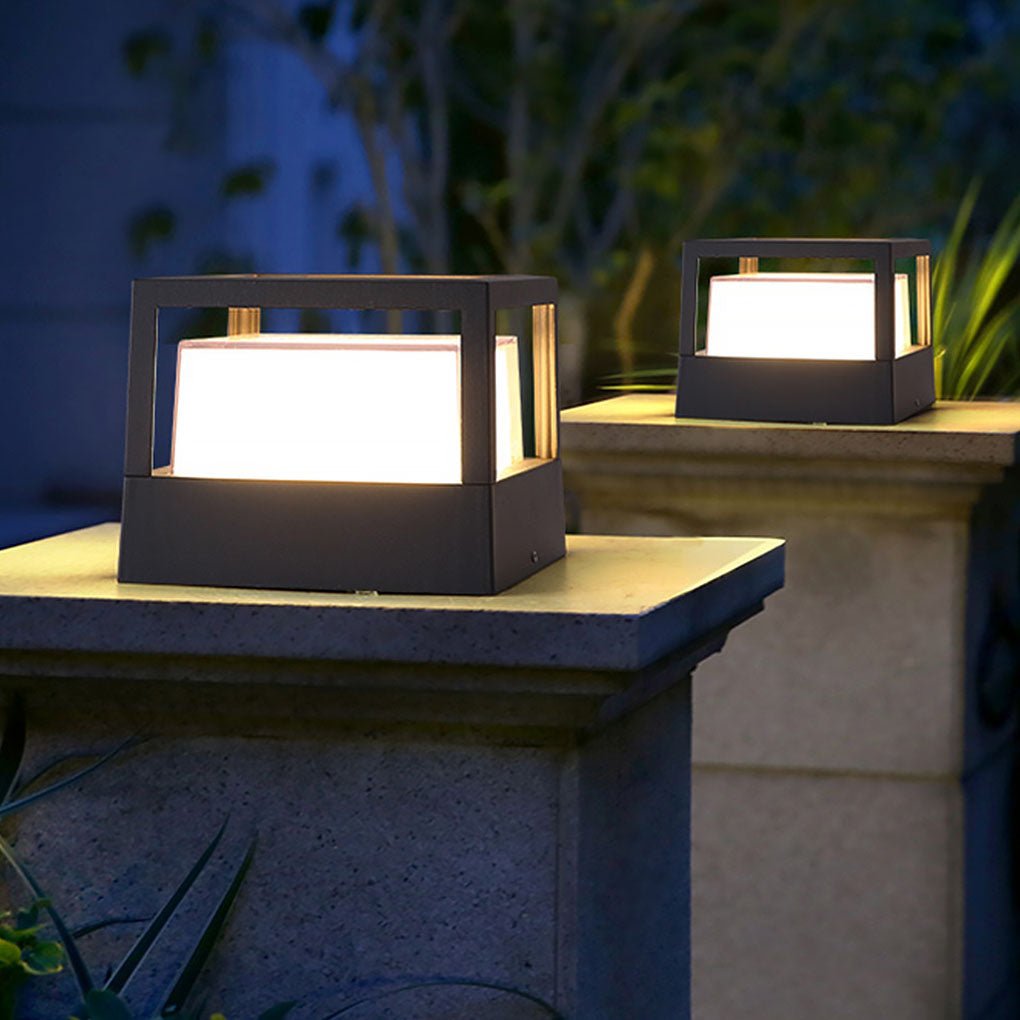 outdoor pier mount lamp with square double layer shade