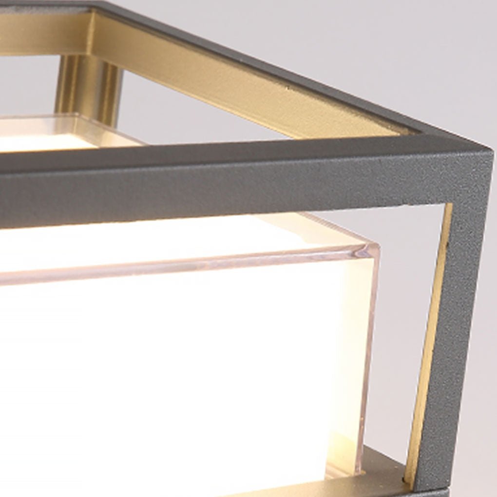 outdoor pier mount lamp with square double layer shade
