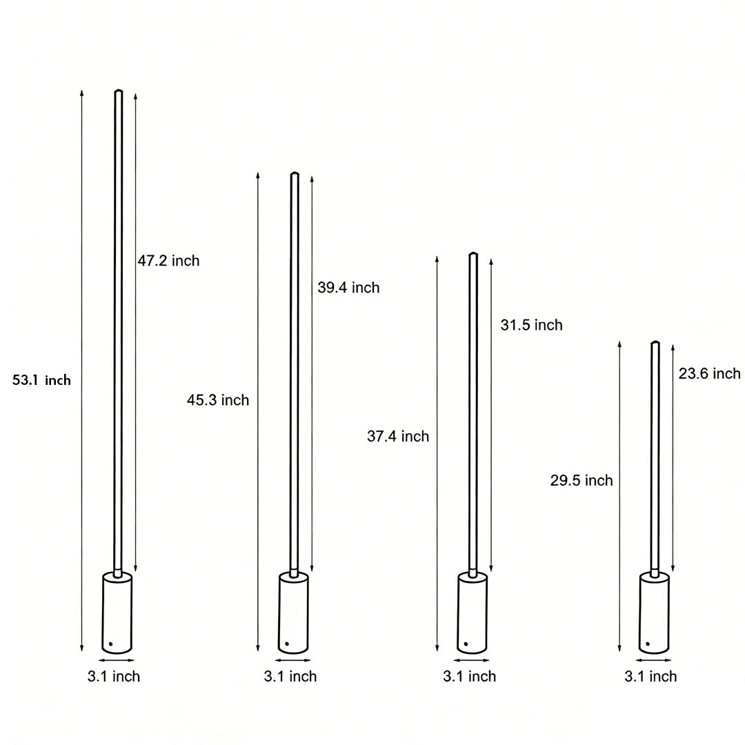 Linear Minimalist Outdoor Floor Lamp — Stainless Steel & Aluminum, LED 3000K, IP65, 4 Heights