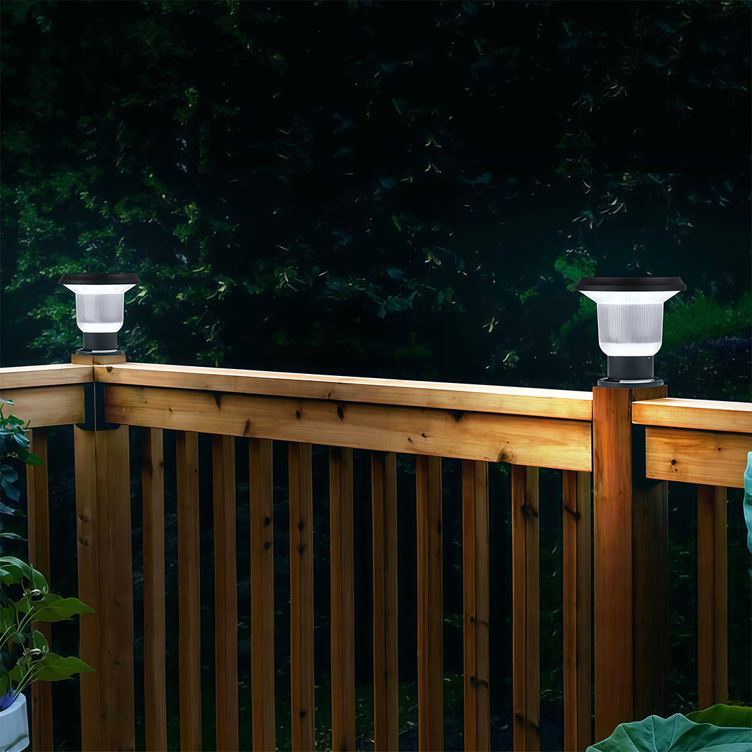 Outdoor Pillar Light — Aluminum, Solar or Hardwired E27, IP65 Weatherproof, Black / Gray