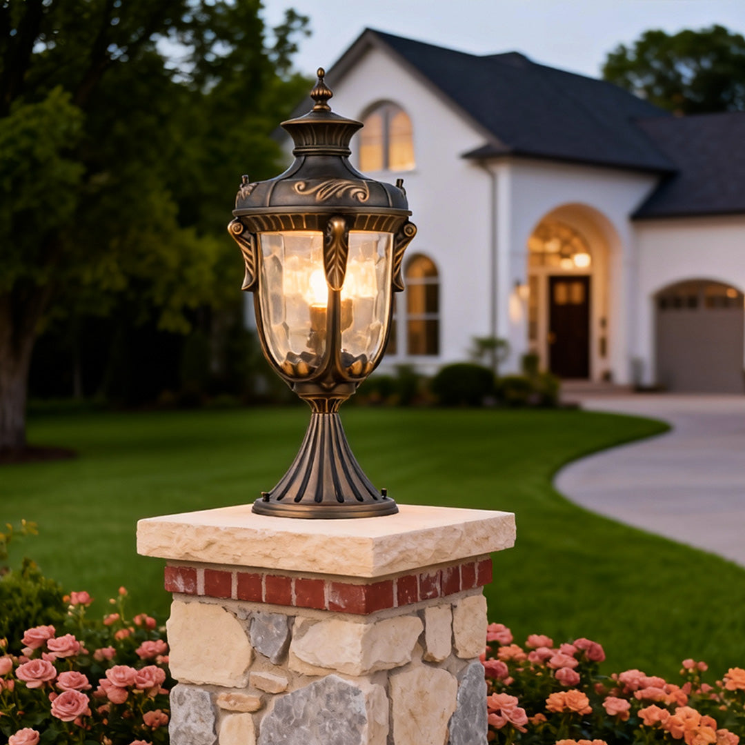 Classic Copper Outdoor Pillar Light — Solid Copper, Transparent Glass, E27/E14, IP55, Two Sizes