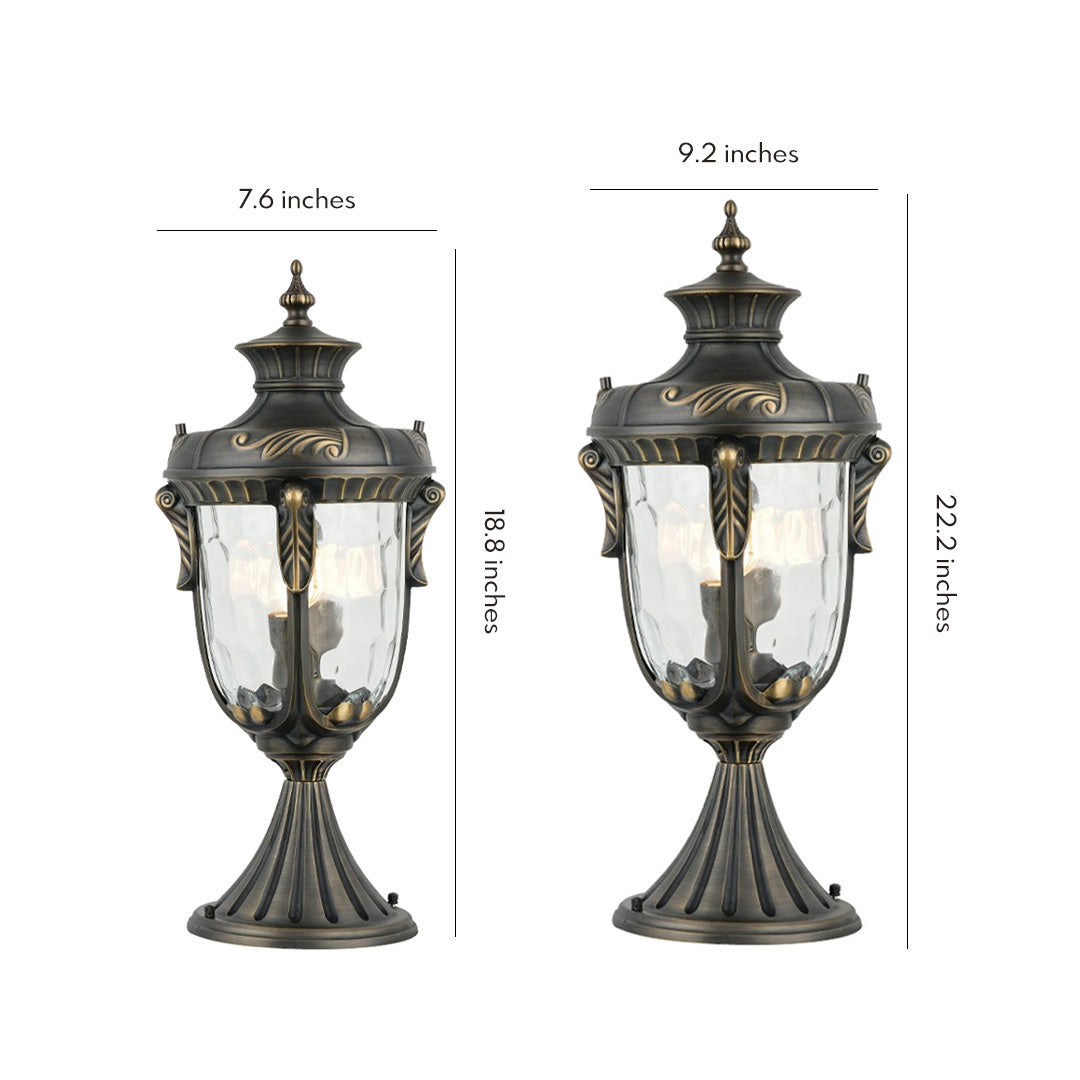 Classic Copper Outdoor Pillar Light — Solid Copper, Transparent Glass, E27/E14, IP55, Two Sizes