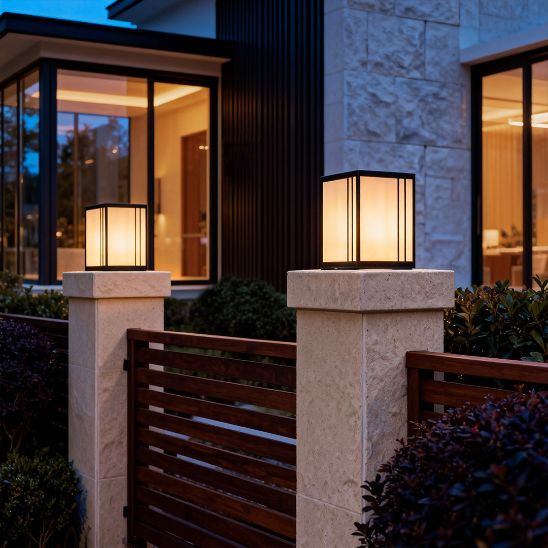 Faux Marble Outdoor Pillar Light — Solid Copper, 5W LED, IP55, 23.6", Warm White 3000K