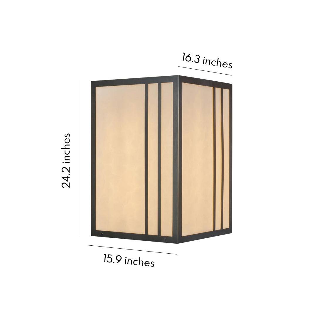 Faux Marble Outdoor Pillar Light — Solid Copper, 5W LED, IP55, 23.6", Warm White 3000K