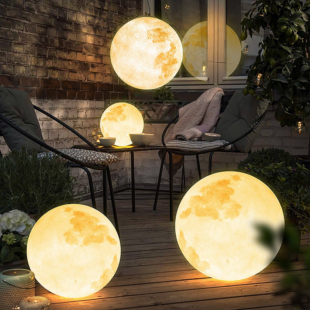 Moon Texture Outdoor Hanging Chandelier — Resin & Glass Fiber, LED 3000K, IP65 Weatherproof