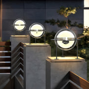 Globe Solar Gate Pillar Light — Stainless Steel, Black, 12W LED, 4500mAh, IP65 Weatherproof, Remote Control