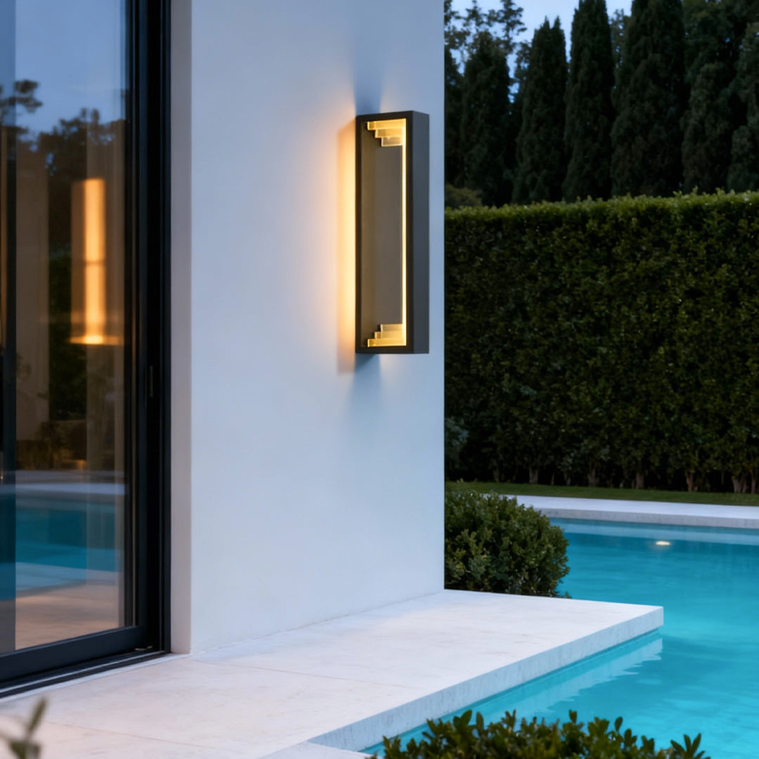 Modern Outdoor Wall Sconce — Stainless Steel & Acrylic, LED, Solar / Hardwired, IP65, 3 Sizes