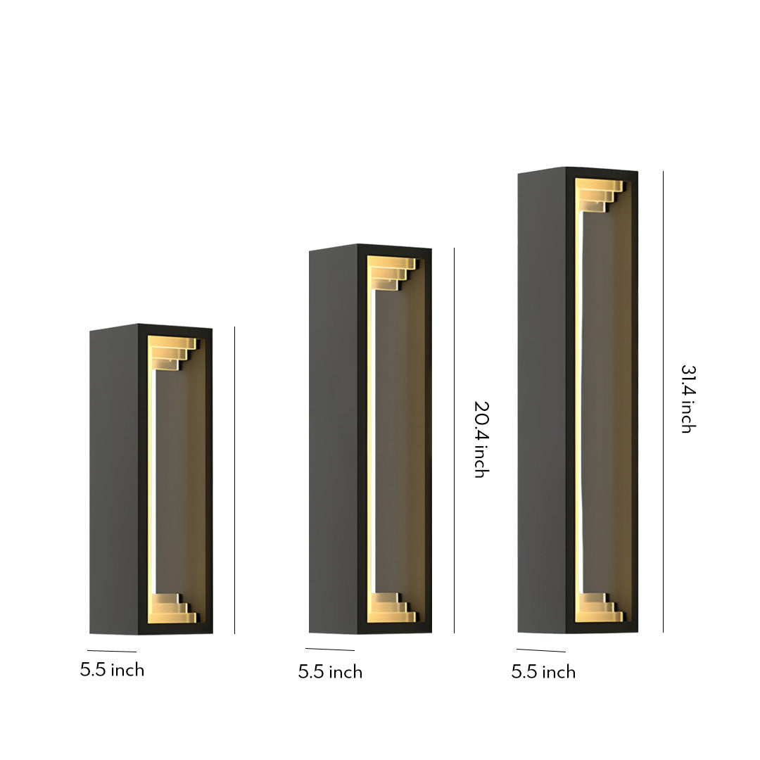 Modern Outdoor Wall Sconce — Stainless Steel & Acrylic, LED, Solar / Hardwired, IP65, 3 Sizes