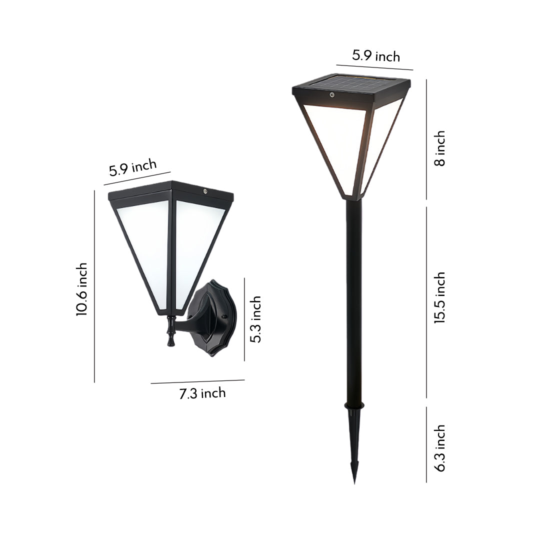 Minimalist Solar Outdoor Wall Sconce — Iron, White Acrylic Shade, 5W LED, 2200mAh, IP65, Remote Control
