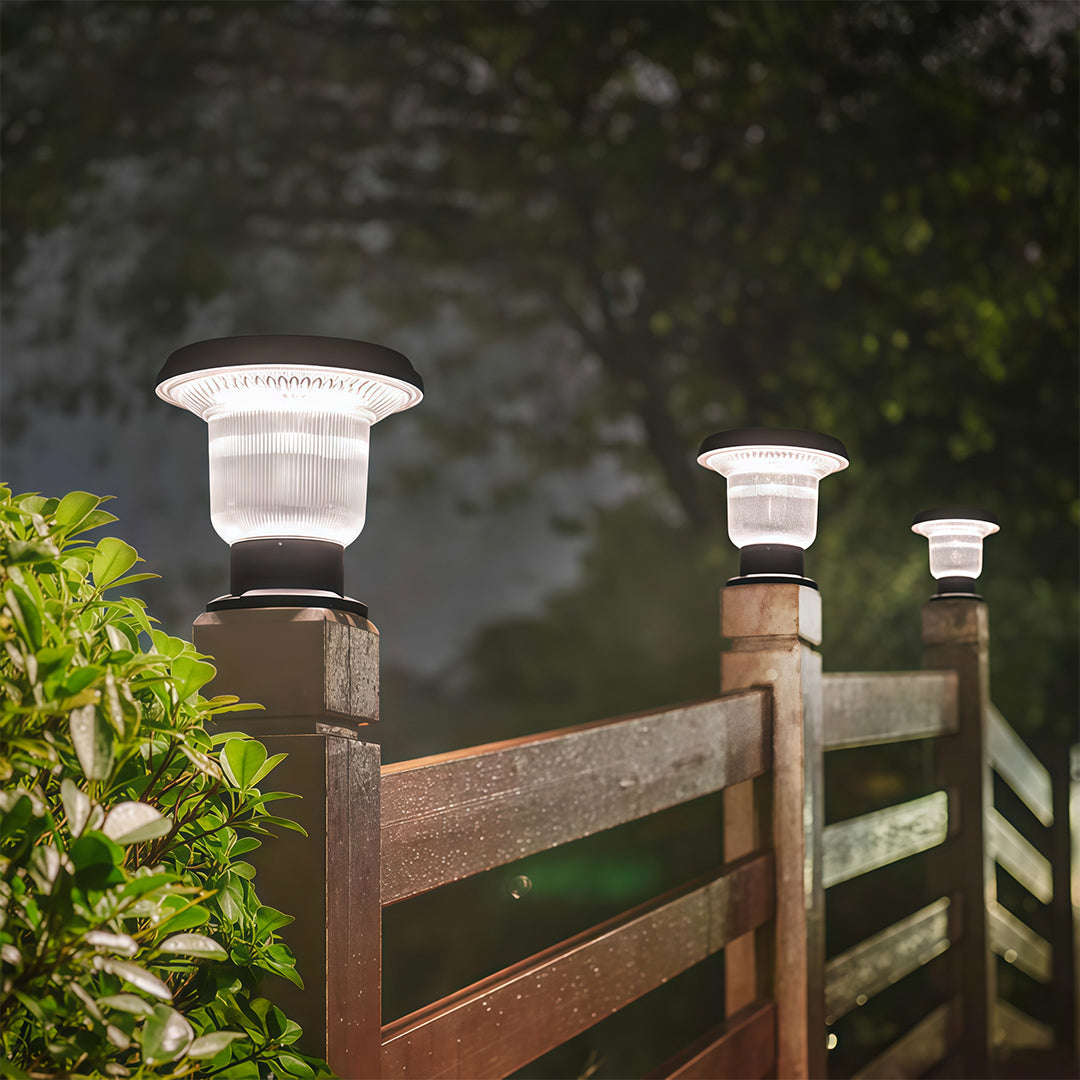 Outdoor Pillar Light — Aluminum, Solar or Hardwired E27, IP65 Weatherproof, Black / Gray