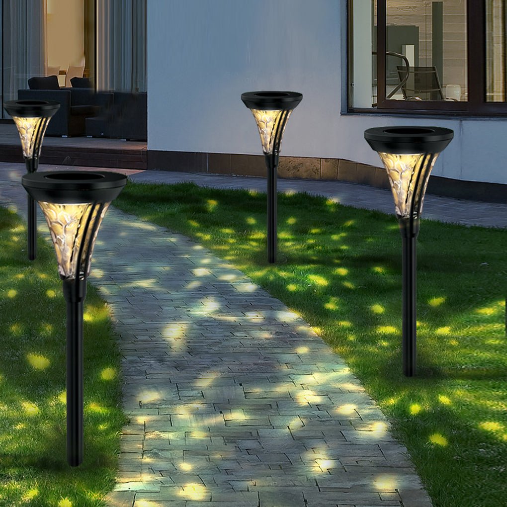 Romantic Pathway Lighting: Outdoor Solar LED Post Lights with Water Glass Lens