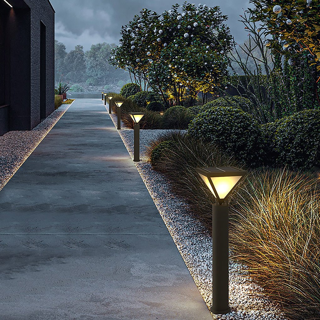Industrial Outdoor Solar Lamp Post — Stainless Steel & PC, LED 3000K, IP54, 31"–98" Heights