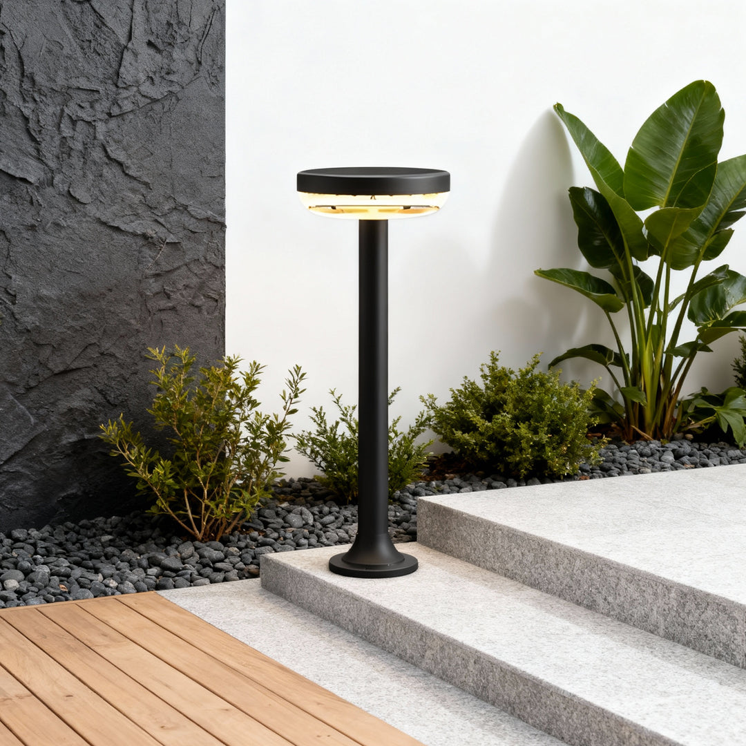 Black Solar Outdoor Path Light — Aluminum & ABS, LED, IP65 Weatherproof, 10-Hour Runtime